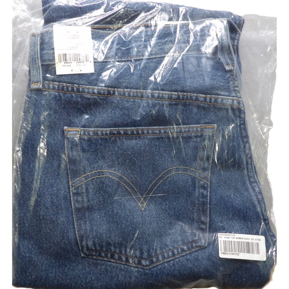 NWT Levs 501 Premium Jeans Women 32x30 Blue Denim Straight Leg High Rise Casual